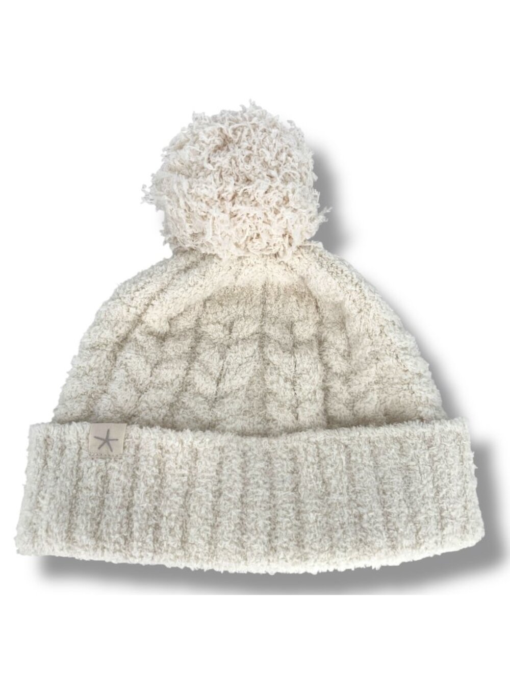 Barefoot Dreams CozyChic Cable Beanie Pom Pom Ivory White NWT Cozy Minimalist